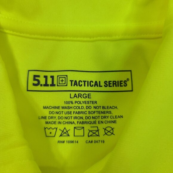 5.11 Tactical Shirt Mens Large High Visibility Yellow Short Sleeve Polo Top - Picture 6 of 6